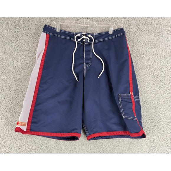 Rusty Other - Rusty Board Shorts Mens 36 Navy Blue‎ Vintage Ripstop Mesh Cargo Swim Trunks